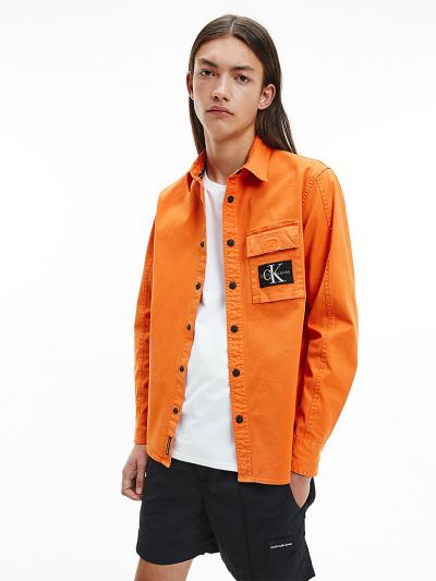 Calvin Klein Ruhák HU307818 | Calvin Klein Cotton Stretch Twill Férfi Ing Narancssárga